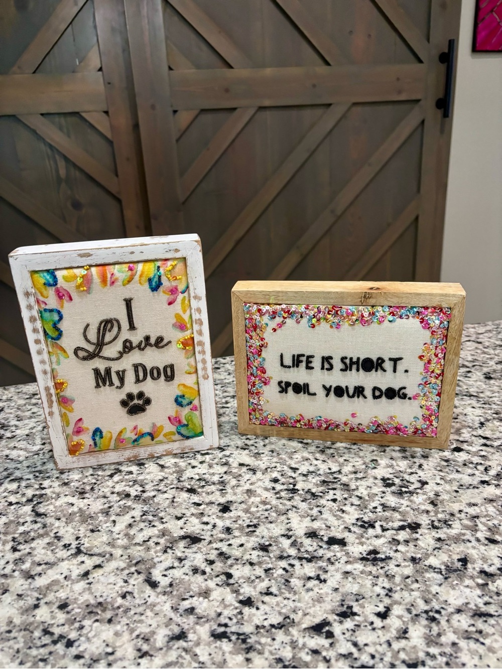 I Love My Dog Framed Sign - Colorful Floral Accent